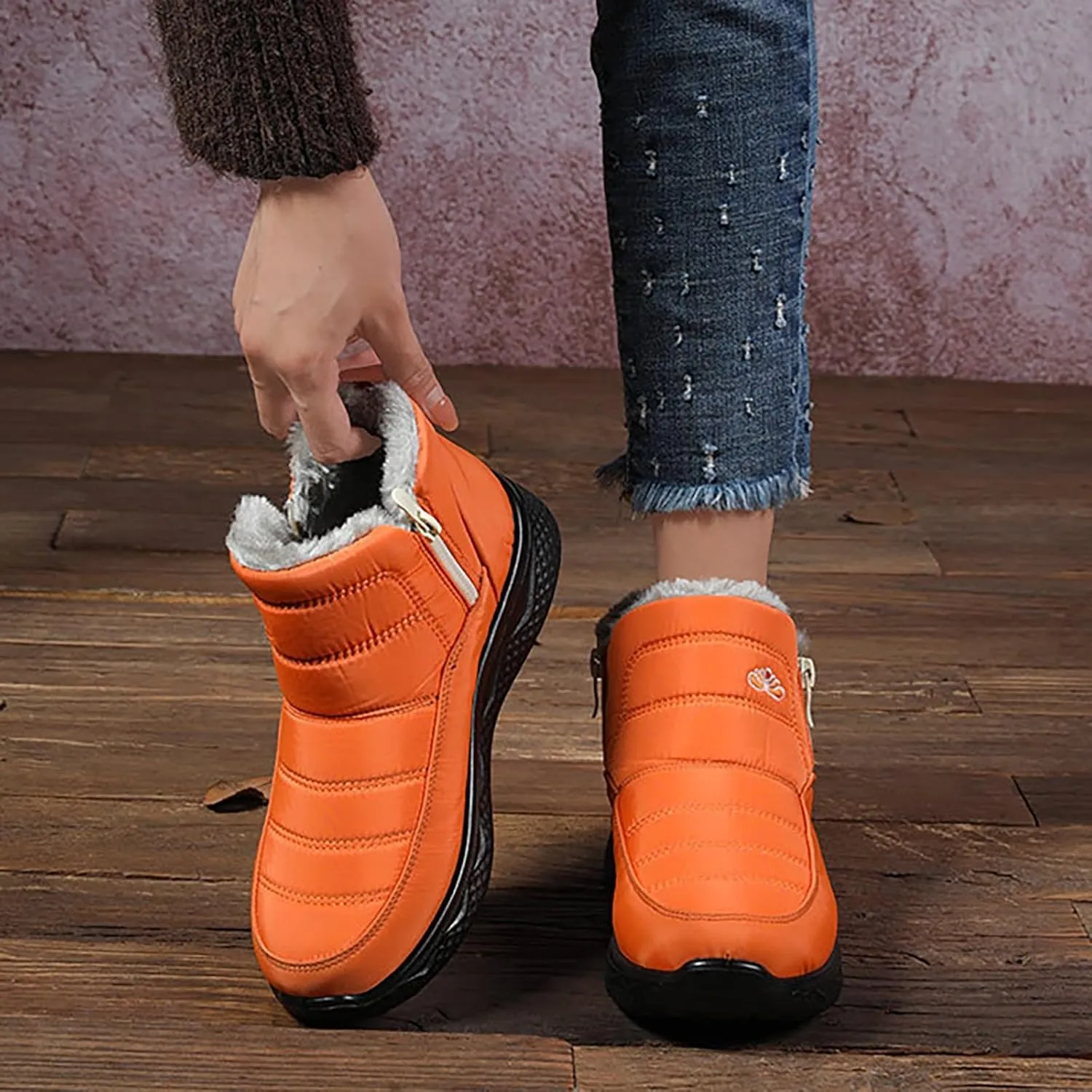 Womens Winter Snow Boots Women Ankle Booties Warm Fu Lined aterproof Insulated Slip On Outdoor Shoes